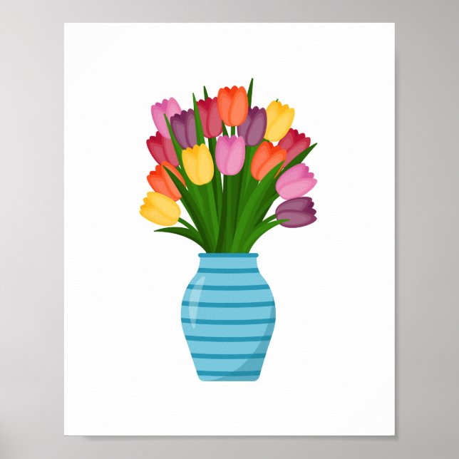 Affiche Beau Vase Fleur Colorée (Devant)