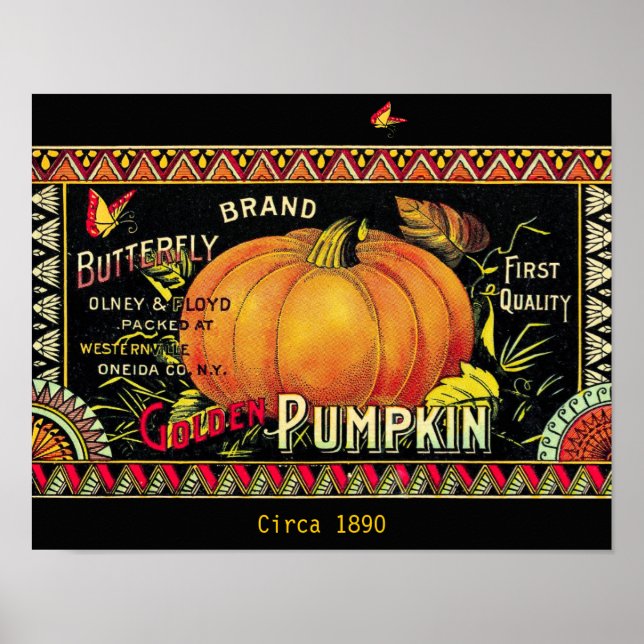 Affiche Beau Vintage 1890 Papillon Citrouille Annonce (Devant)