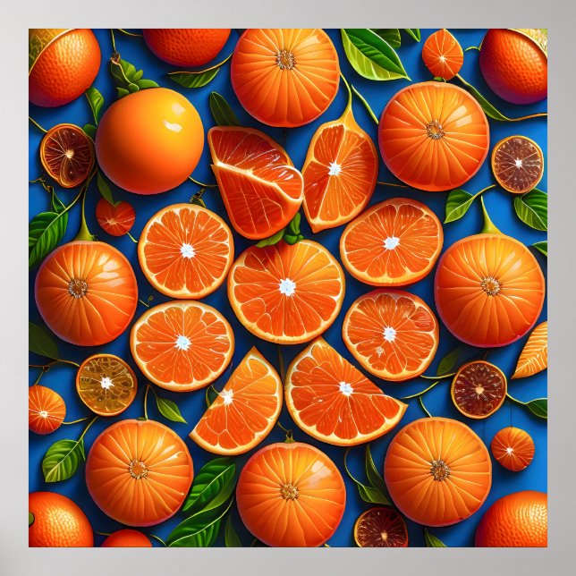 Affiche Beaucoup de peinture aux fruits orange. (Devant)