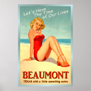 Affiche BEAUMONT Texas Nouveau Voyage Original sur la plag