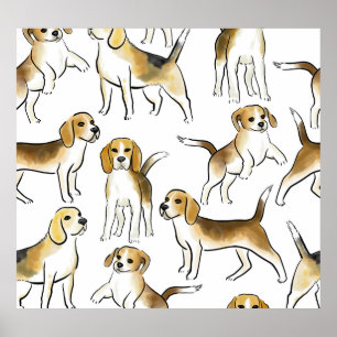 Affiche Beauté beagle : Motif de chien aquarelle
