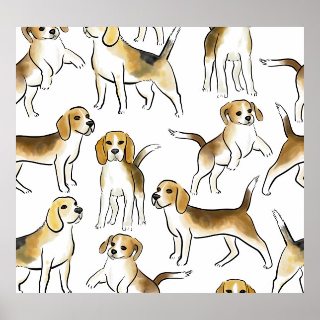 Affiche Beauté beagle : Motif de chien aquarelle (Devant)