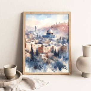 Affiche Beauté de Jérusalem Peinture, Aquarelle Chrétien