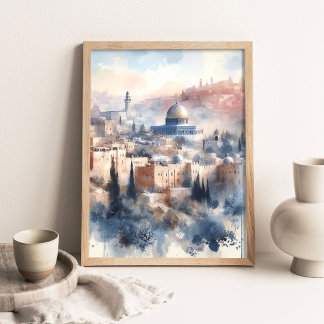 Affiche Beauté de Jérusalem Peinture, Aquarelle Chrétien