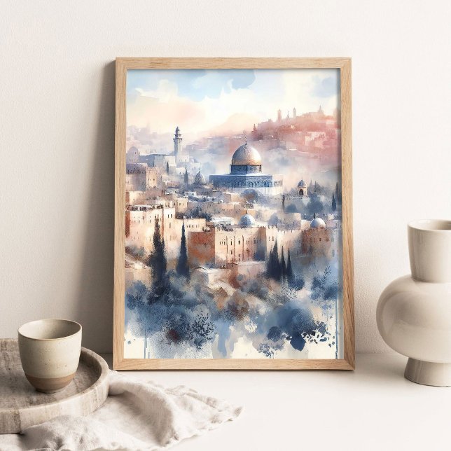 Affiche Beauté de Jérusalem Peinture, Aquarelle Chrétien (Créateur téléchargé)