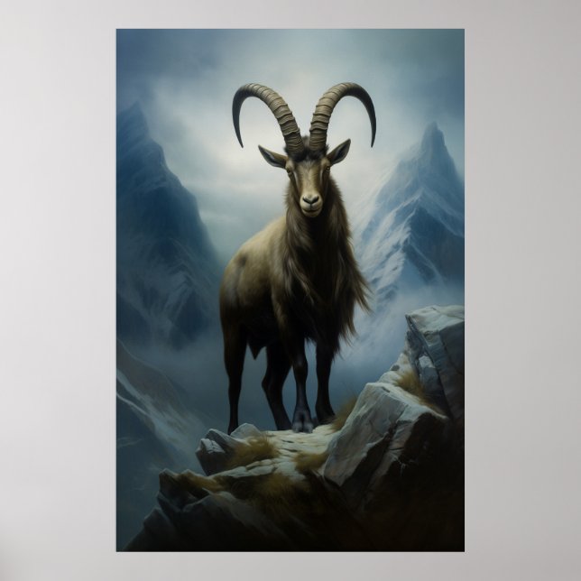 Affiche Beauté de l'Ibex alpin sur Cliff (Devant)