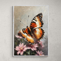 Beauté débordante : Papillon sur une peinture à fl