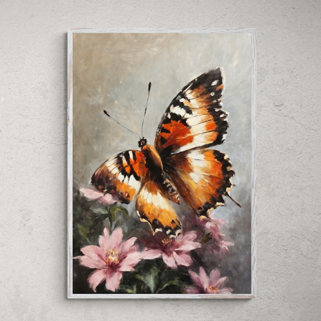 Affiche Beauté débordante : Papillon sur une peinture à fl (Créateur téléchargé)