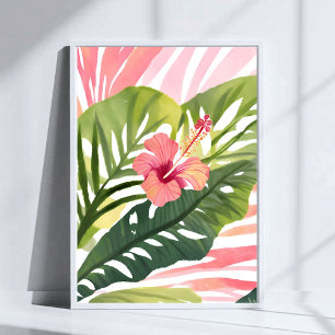 Affiche Beauté d'Hibiscus Aquarelle de Fleur Tropicale