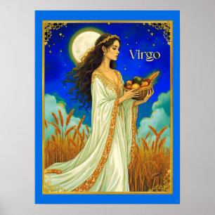 Affiche Beauté du zodiaque de la Vierge sous un ciel noctu