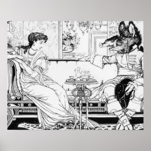 Affiche Beauté et la Bête, 1874 (litho) (photo b/w)