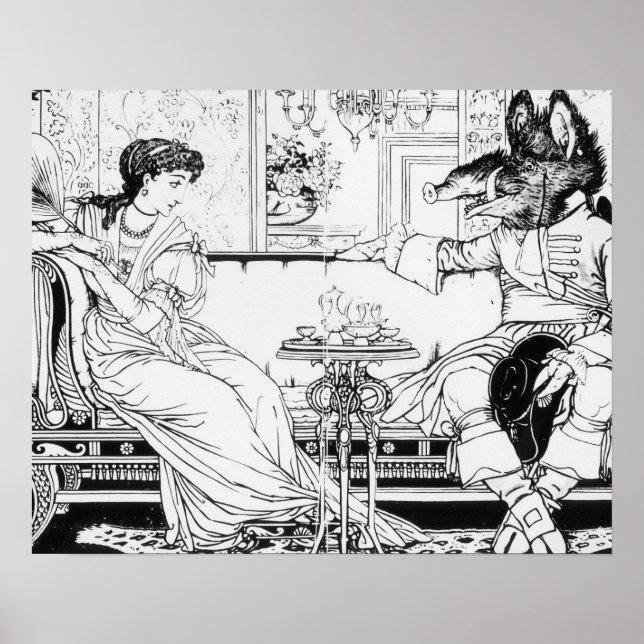 Affiche Beauté et la Bête, 1874 (litho) (photo b/w) (Devant)