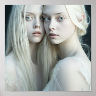 Affiche Beauté Ethérée : Paire de Haired Blanc dans l'éton