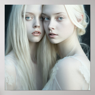 Affiche Beauté Ethérée : Paire de Haired Blanc dans l'éton