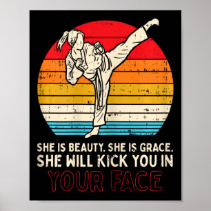 Affiche Beauté Grace Te Te Te Te Tirer Face Girl Karate Ta