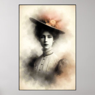 Affiche Beauté Gracieuse Dans Brume Vintage