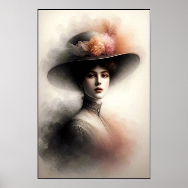 Affiche Beauté gracieuse dans la brume vintage (Devant)