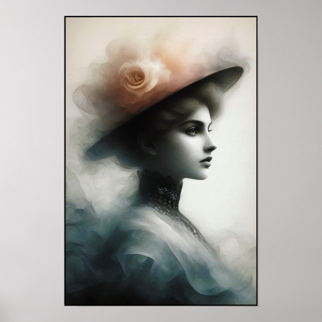 Affiche Beauté gracieuse dans la brume vintage (Devant)