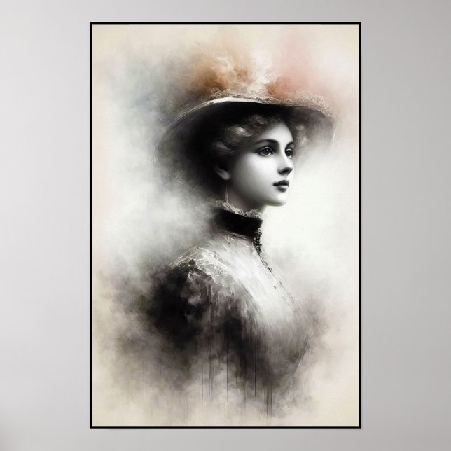 Affiche Beauté gracieuse dans la brume vintage (Devant)