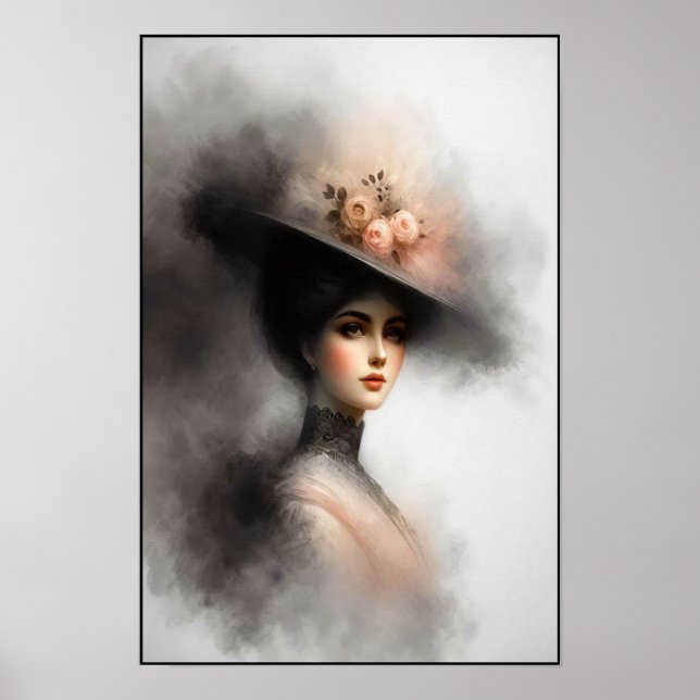 Affiche Beauté Gracieuse Dans la Brume Vintage (Devant)