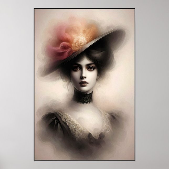 Affiche Beauté gracieuse dans la brume vintage (Devant)