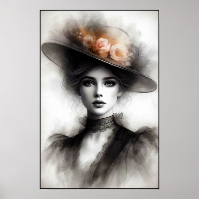 Affiche Beauté gracieuse dans la brume vintage (Devant)
