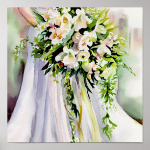Affiche Beauté intemporelle, Bouquet en cascade nuptiale 1