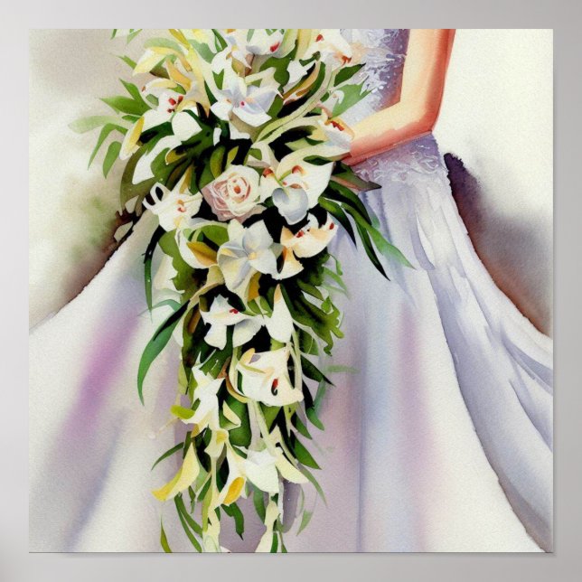 Affiche Beauté intemporelle, Bouquet en cascade nuptiale 2 (Devant)
