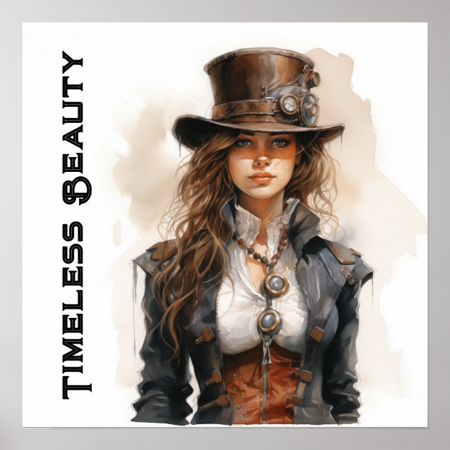 Affiche Beauté intemporelle Steampunk Jeune femme (Devant)