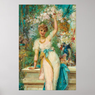 Affiche Beauté jeune avec tendances florales par Hans Zatz