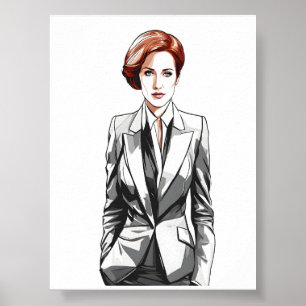 Affiche Beauté jeune rousse en costume