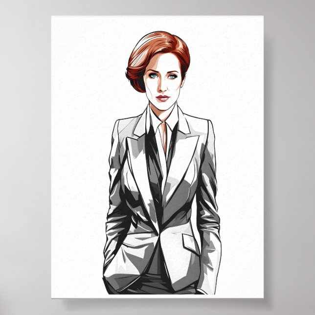 Affiche Beauté jeune rousse en costume (Devant)