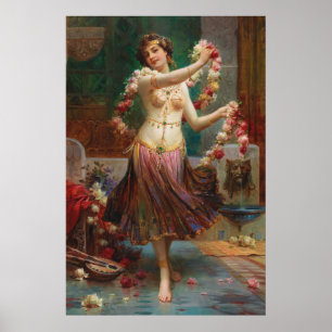 Affiche Beauté orientale avec Roses par Hans Zatzka - post