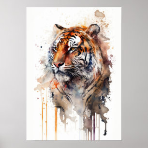 Affiche Beauté tigre Aquarelle Art