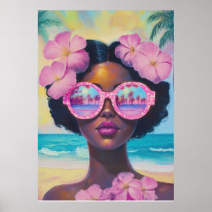 Affiche Beauté tropicale dans les tons roses