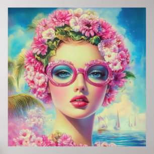 Affiche Beauté tropicale rétro