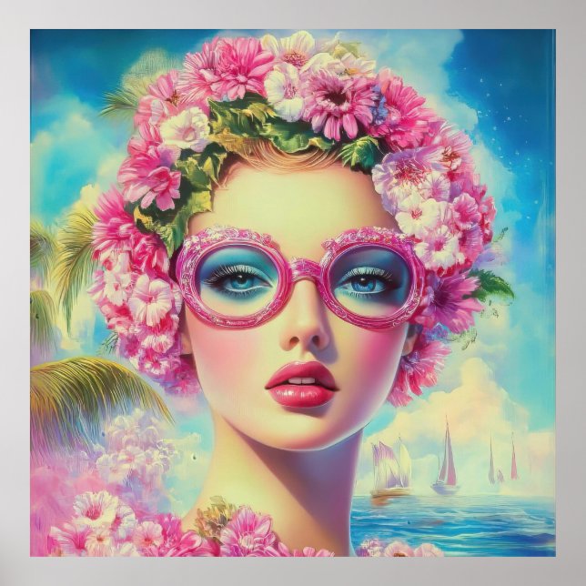 Affiche Beauté tropicale rétro (Devant)