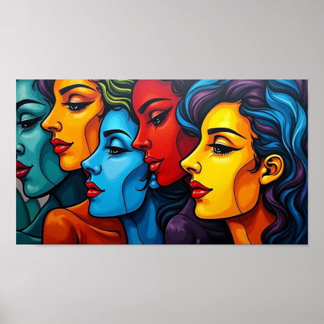 Affiche Beautés chromatiques - Portraits de femmes pop art (Devant)
