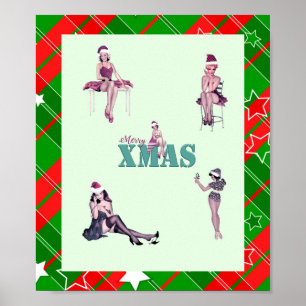 Affiche Beautés de Noël, Pin-up filles Imprimé d'art XMAS