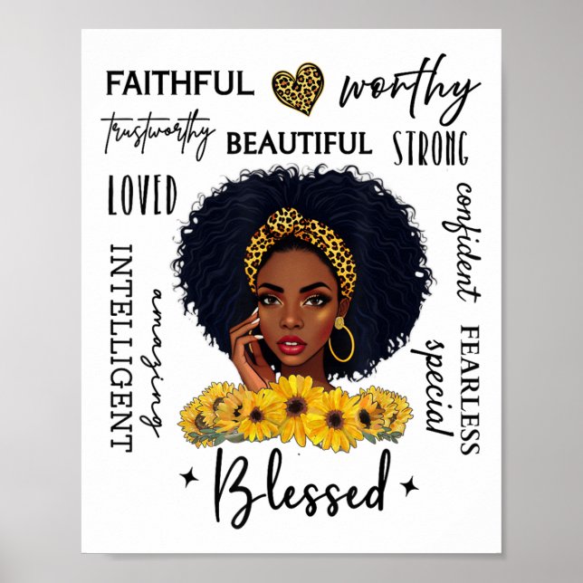 Affiche Beautiful African American Black Woman Sunflower L (Devant)