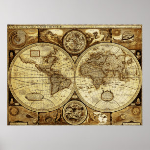 Affiche Beautiful art of Vintage and Antique world Map