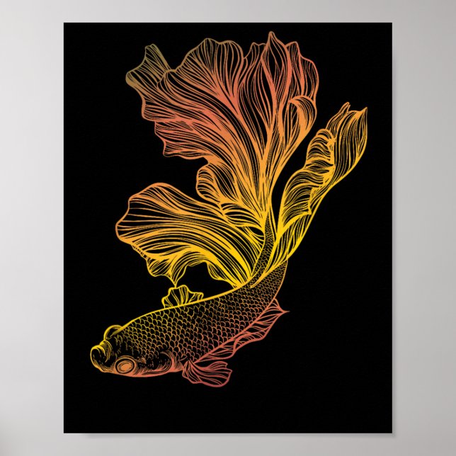 Affiche Beautiful Betta Fish Fighting Siamese Halfmoon Gif (Devant)