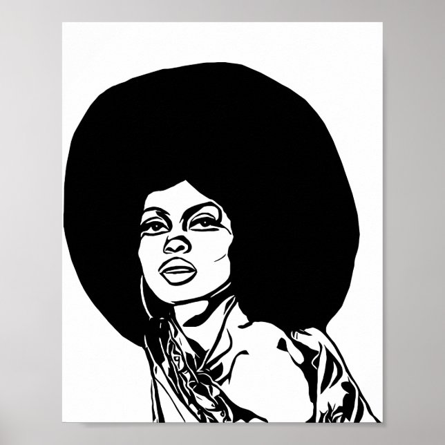 Affiche Beautiful Black Woman Afro hair Ink Drawing (Devant)