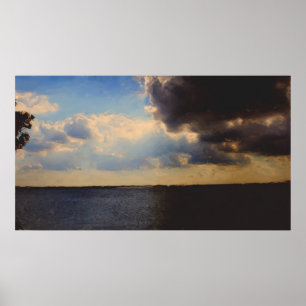 Affiche Beautiful Clouds & Lake Oil Painting on Canvas