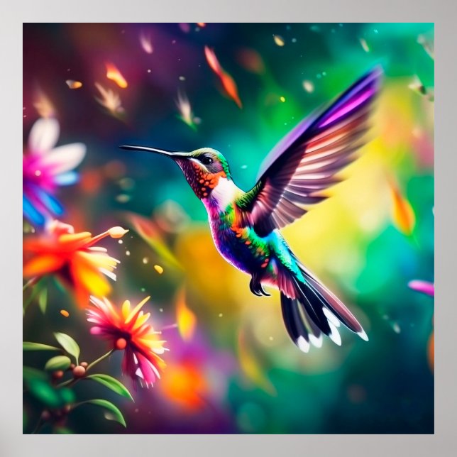 Affiche Beautiful Hummingbird in flight  (Devant)