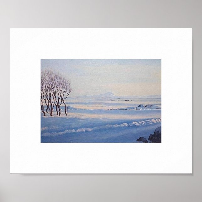 Affiche Beautiful Icelandic winter landscape painting art  (Devant)