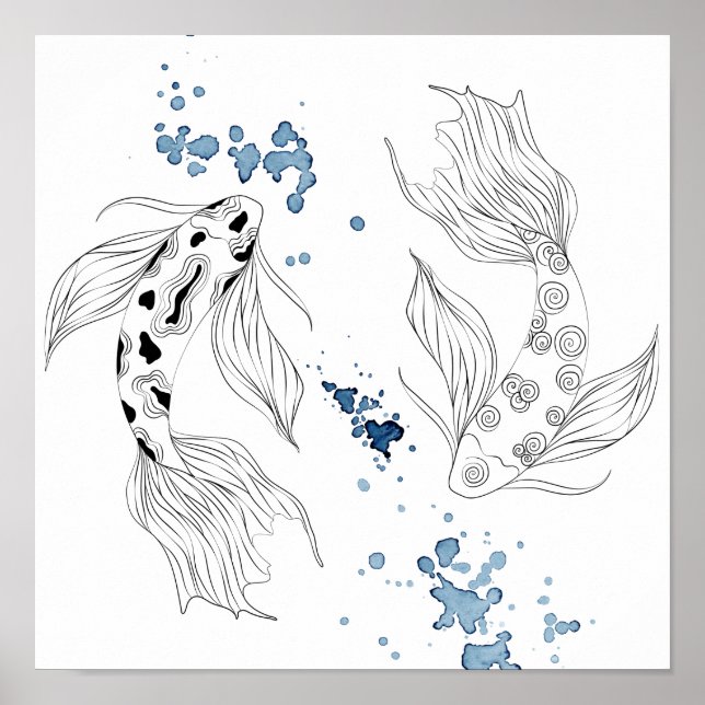 Affiche Beautiful Japonais Koi Fish Swimming (Devant)