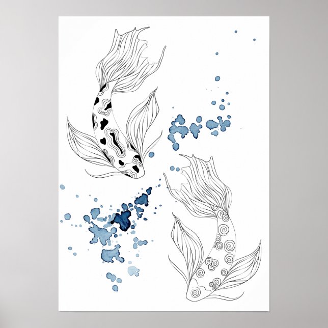 Affiche Beautiful Japonais Koi Fish Swimming (Devant)