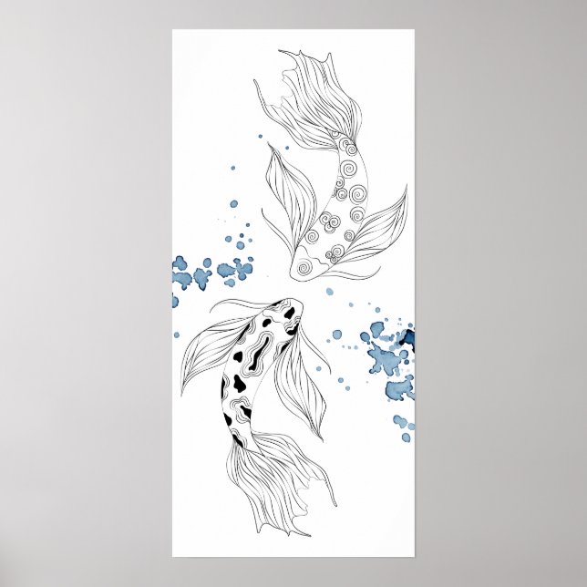 Affiche Beautiful Japonais Koi Fish Swimming (Devant)
