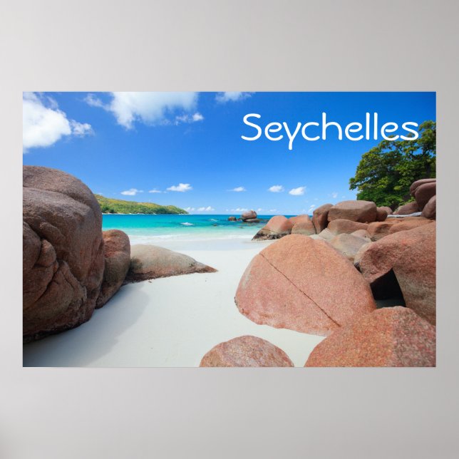 Affiche Beautiful rocky coast in Seychelles (Devant)